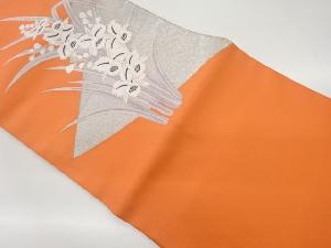 草花に幾何学模様織出し名古屋帯